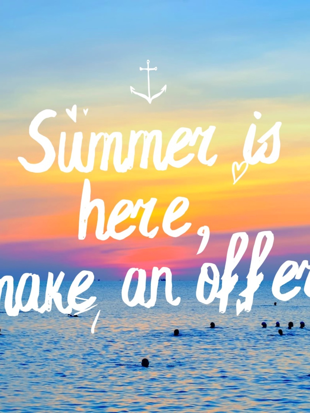 Summer Is Here Graphic Wall Art Print - Beach Sunset
